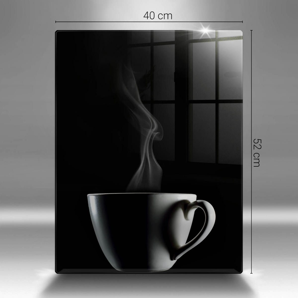 GLASPLATTE 40x52 cm Eine Tasse Tee - Hellgrau, Glas (40/52cm) - Wallfluent
