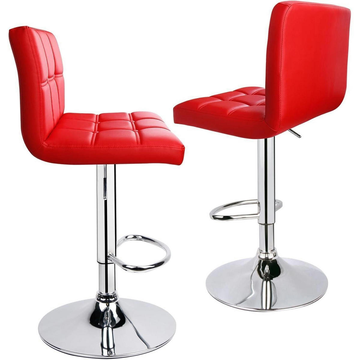 BARHOCKER 2er-Set Kunstleder Rot höhenverstellbar - Rot, Kunststoff (40/112/37cm)