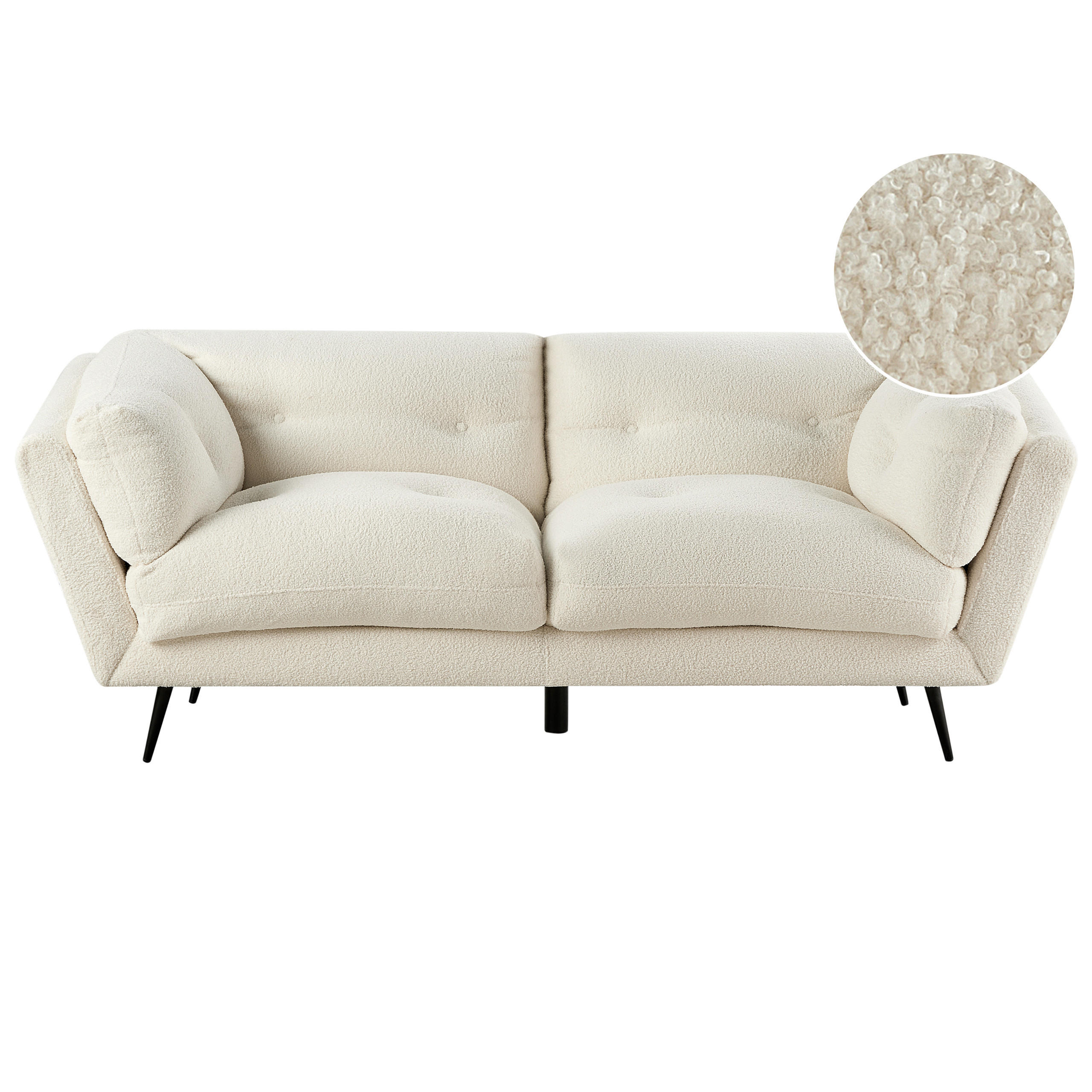 3-SITZER-SOFA Bouclé Weiß Lenvik - Weiß, Textil (210/75/90cm) - Beliani