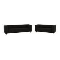 SITZGARNITUR 3+2 Tove Schwarz Cord - Schwarz, Holz/Kunststoff (175/65/80cm) - S-Style Möbel