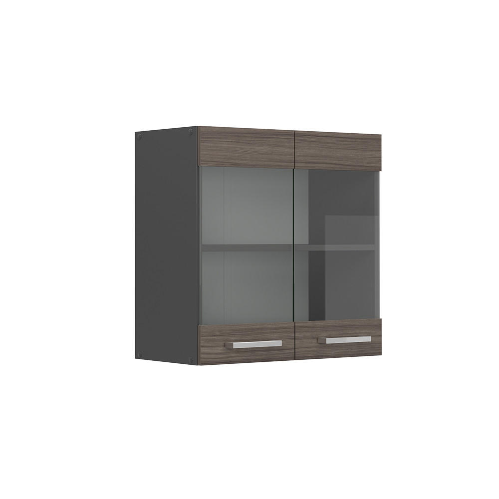 KÜCHENGLASHÄNGESCHRANK R-Line Edelgrau 60 cm - Anthrazit/Braun, Holzwerkstoff (60/60/31cm) - Vicco
