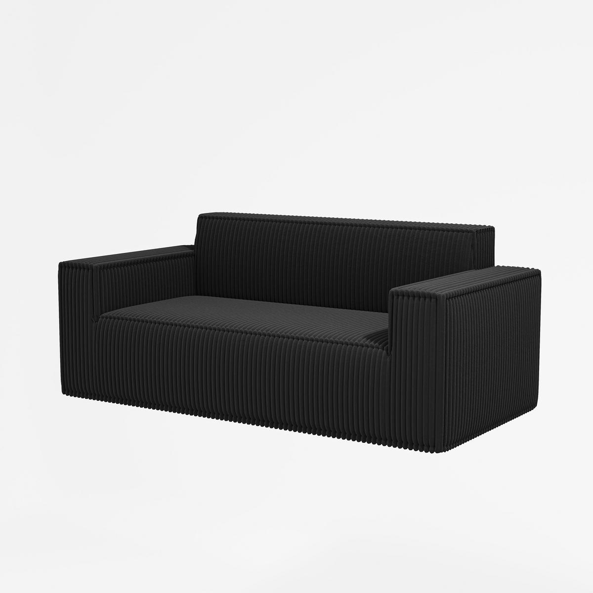2-SITZER-SOFA DE-33868 Tiefsitz und Cordstoff Schwarz - Schwarz, Textil (178/70/86cm)