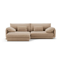 ECKSOFA links Torino aus Samt sandfarben 4 Sitzplätze - Sandfarben, Textil (170/250cm) - Micadoni