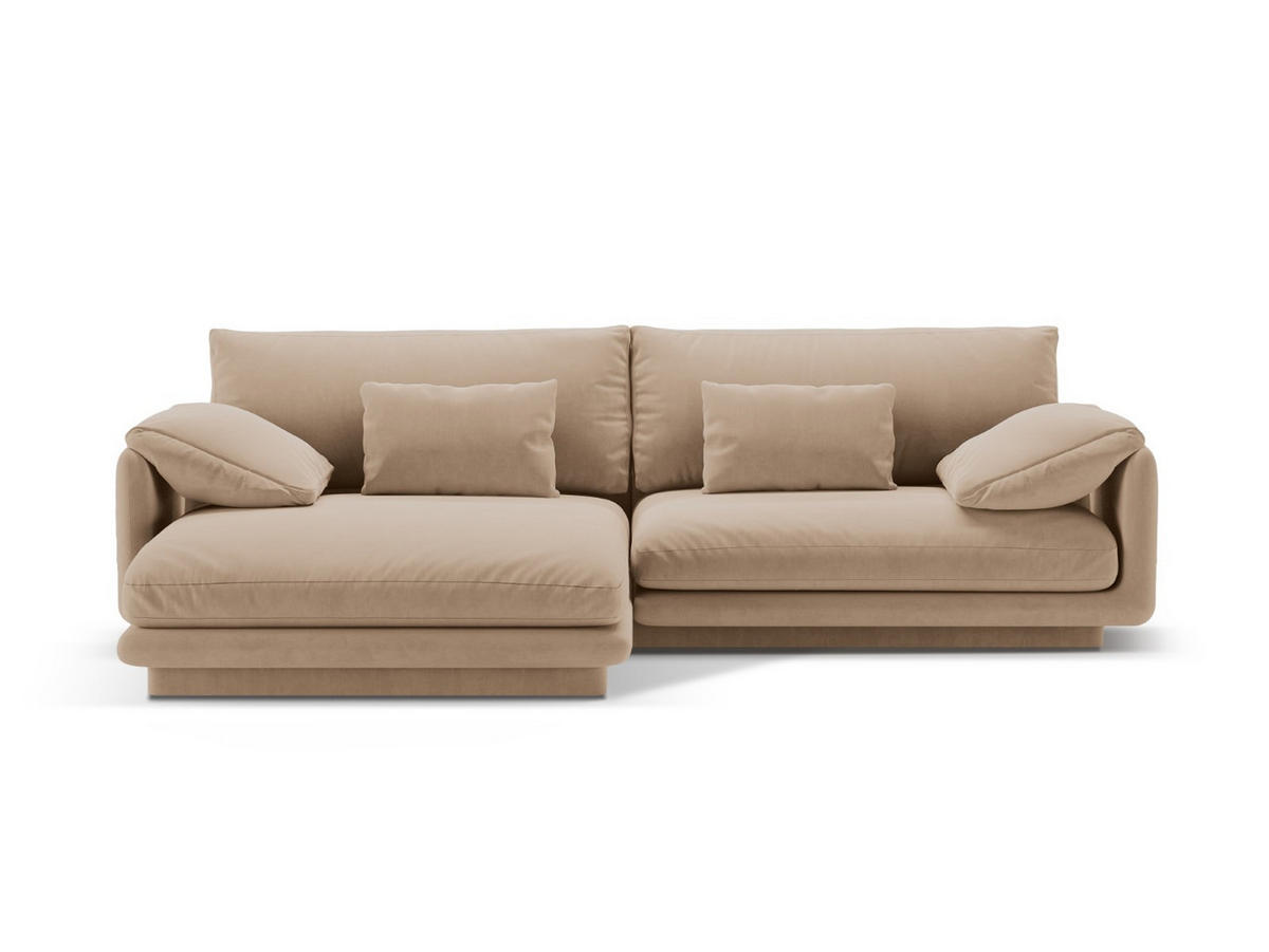 ECKSOFA links Torino aus Samt sandfarben 4 Sitzplätze - Sandfarben, Textil (170/250cm) - Micadoni