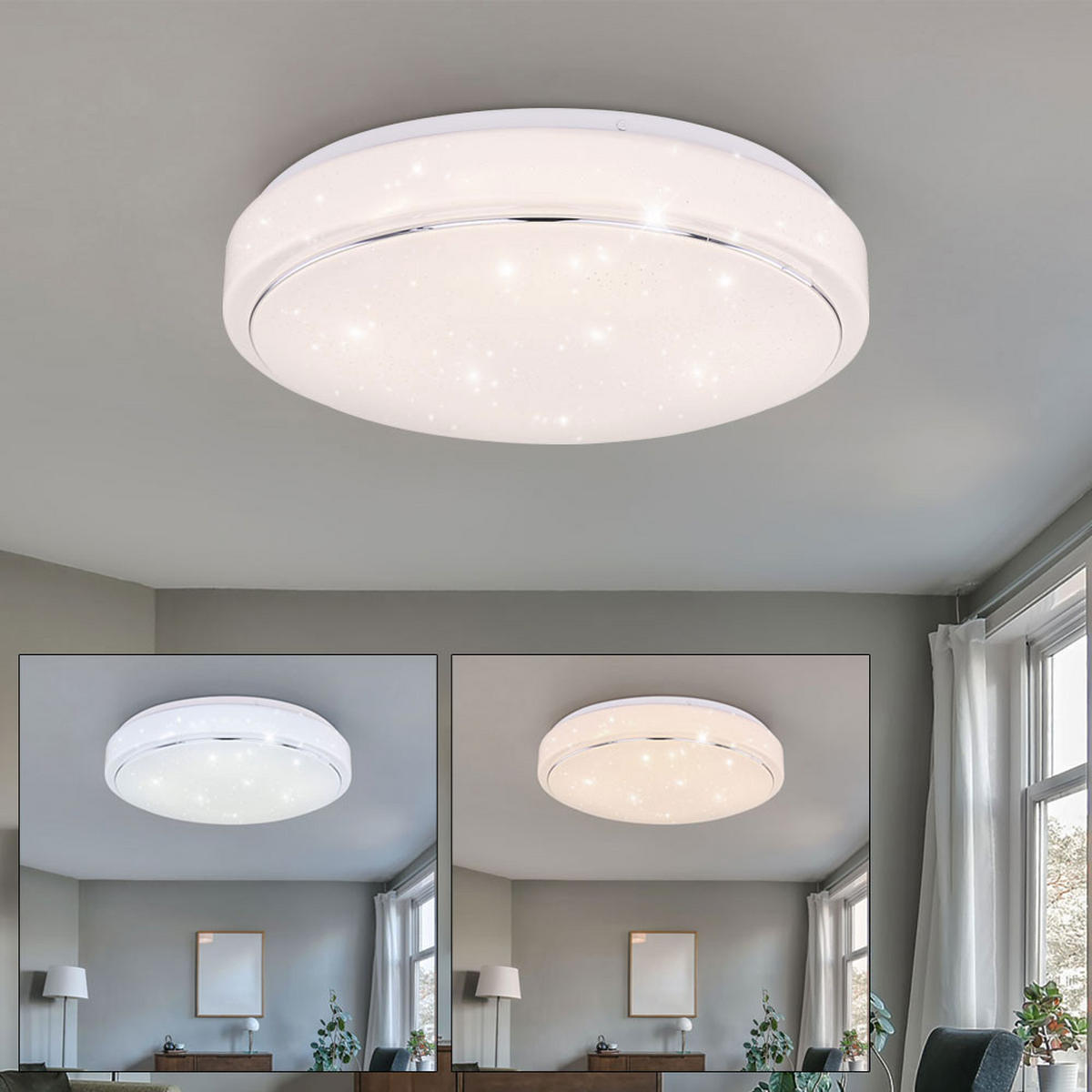 LED DECKENLEUCHTE Metall Weiß - Weiß, Metall (37.5/37.5/7.5cm) - Globo Lighting