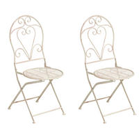 GARTENSTUHL 2er-Set Hellbeige Folelli - Beige, Metall (40/95/46cm) - Beliani