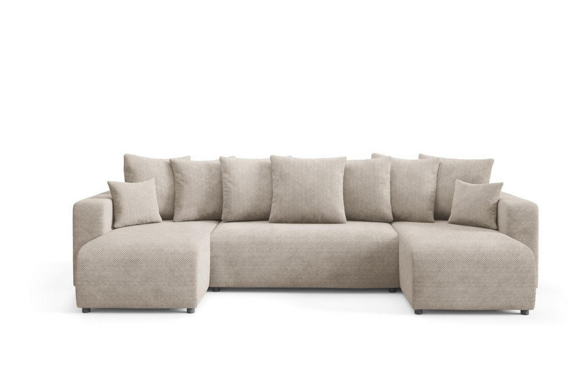 WOHNLANDSCHAFT mit Schlaffunktion Beige - Beige, Textil (318/88/145cm) - Furnisell