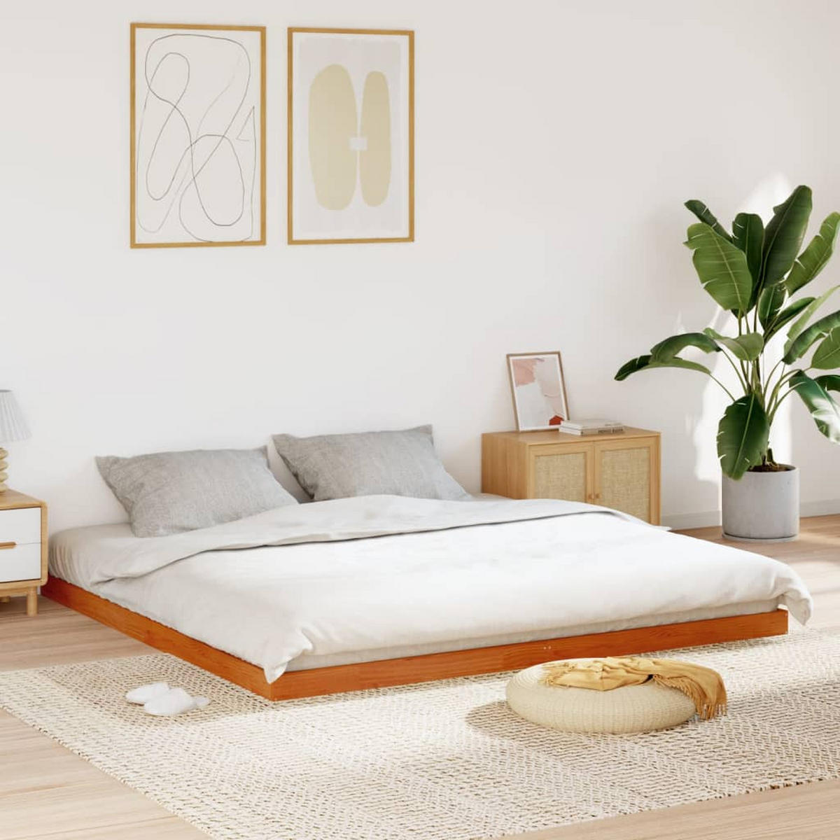MASSIVHOLZBETT Wachsbraun 180/200 Cm Kiefer - Braun, Holz (180/200cm) - vidaXL