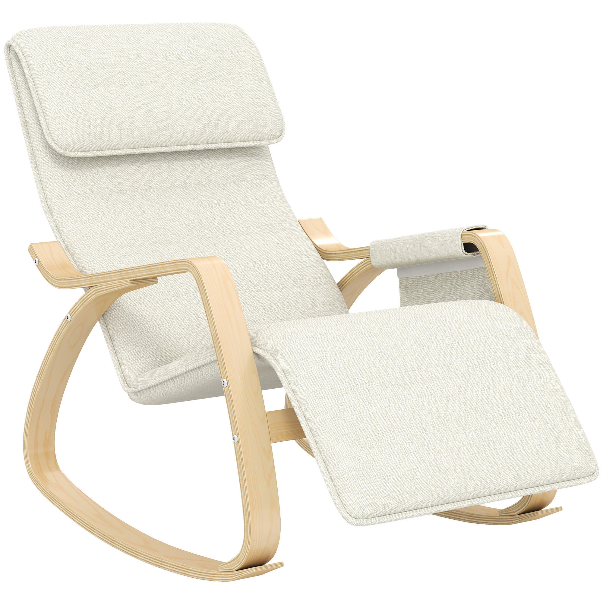 SCHAUKELSTUHL DE-17385 Cremeweiß - Creme, Holz (110/91/67cm) - ComfortXL