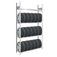 REIFENREGAL TIRE PRO 250x130x43cm 4 Ebenen 150kg Fachlast Bis zu 6 Reifen pro Ebene Verzinkt - Silberfarben, Metall (130/250/43cm) - PROREGAL