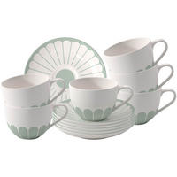 KAFFEETASSEN MIT UNTERTASSEN Fleur Couleur Vert 160 ml 6er Set - Grün, Keramik (14.8/8.9/14.8cm) - Villeroy & Boch