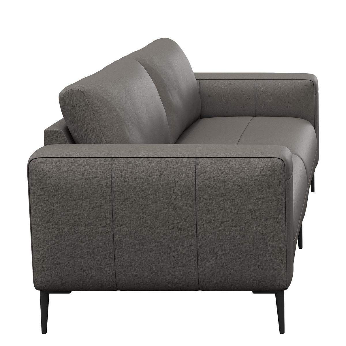 3-SITZER SOFA - Schwarz/Grau, Leder/Metall (225/77/88cm) - home24