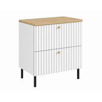 BADEZIMMERSCHRANK: Weiß / Platte Helle Eiche / Griffe Schwarz / Beine Schwarz, 60 x 46 x 73,6 cm - Schwarz/Weiß, Holzwerkstoff (60/73.6/46cm) - 3XE LIVING