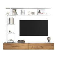WOHNWAND Vitrine TV-Board Wandregal Weiß Holz 180cm - Multicolor, Holzwerkstoff (180/150/35cm) - FLIEKS