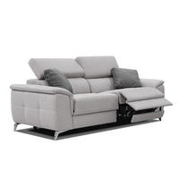 SOFA PLAUEN 3-Sitzer mit 2 Relaxfunktionen, hellgrau - Silberfarben/Hellgrau, Holzwerkstoff/Textil (214/83/105cm) - Courtois Laville
