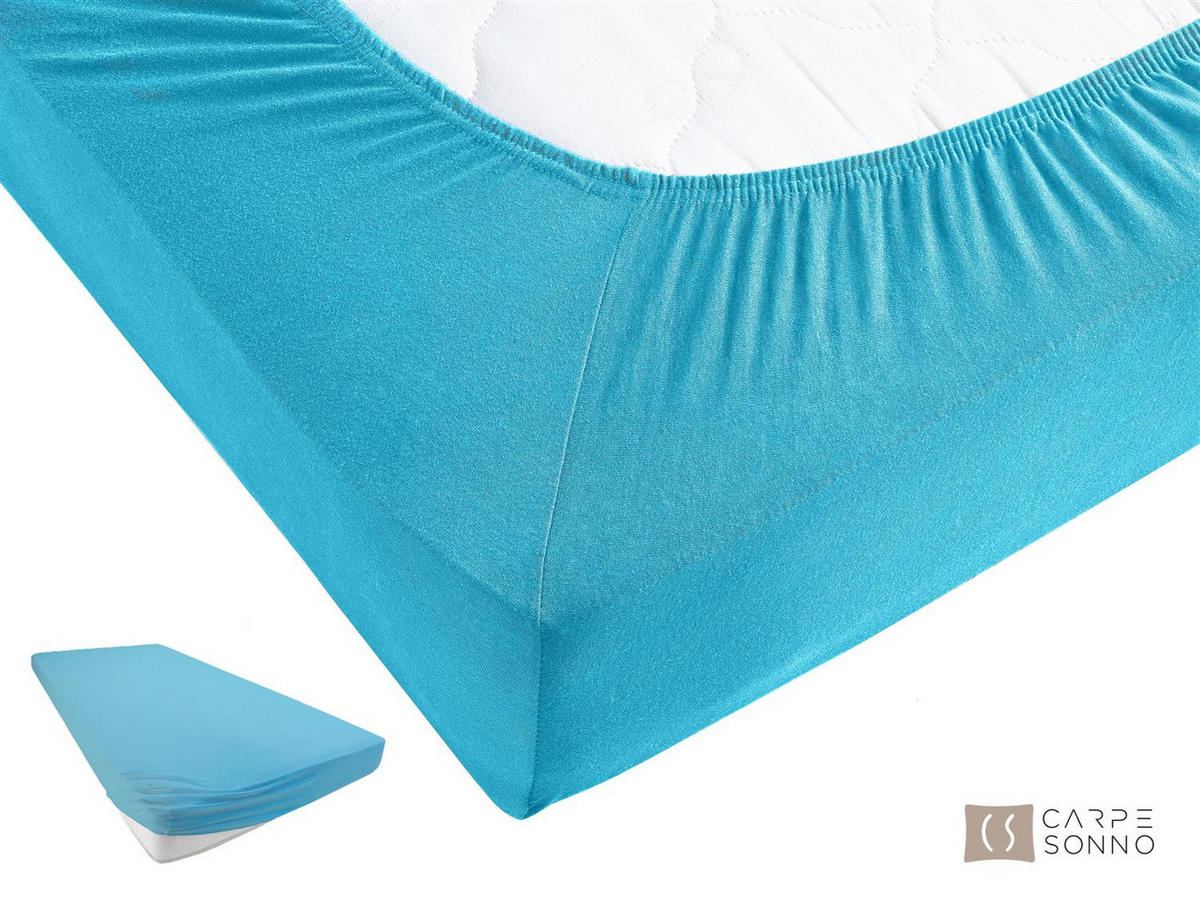 JERSEY-SPANNBETTLAKEN 180x200 cm aus 100% Baumwolle, Bettlaken Türkis Uni - Türkis, Textil (180/200cm) - Carpe Sonno