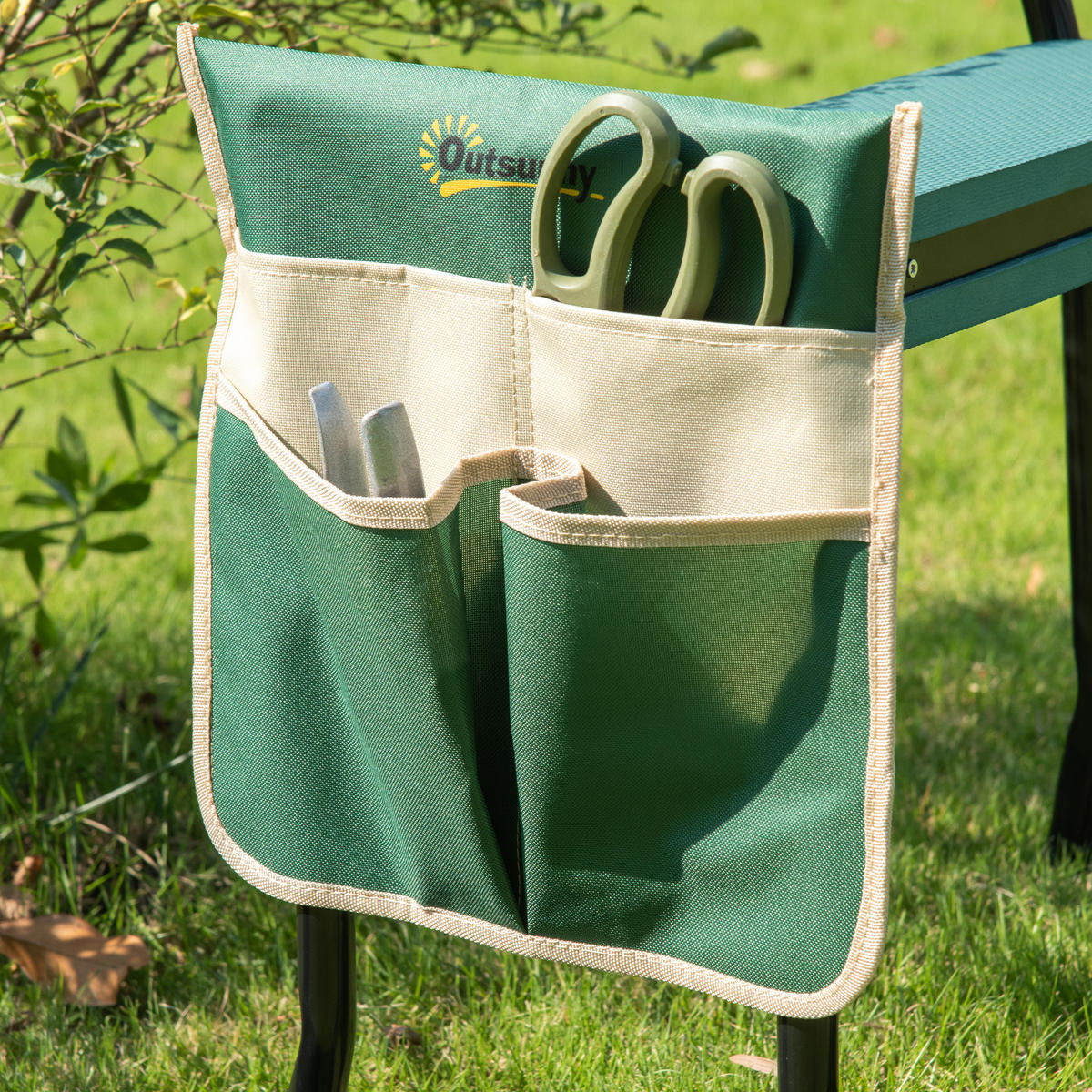 KNIEBANK DE-13738 klappbar mit Kissen & Werkzeugtasche Grün - Grün, Metall (28/49/58cm) - ComfortXL