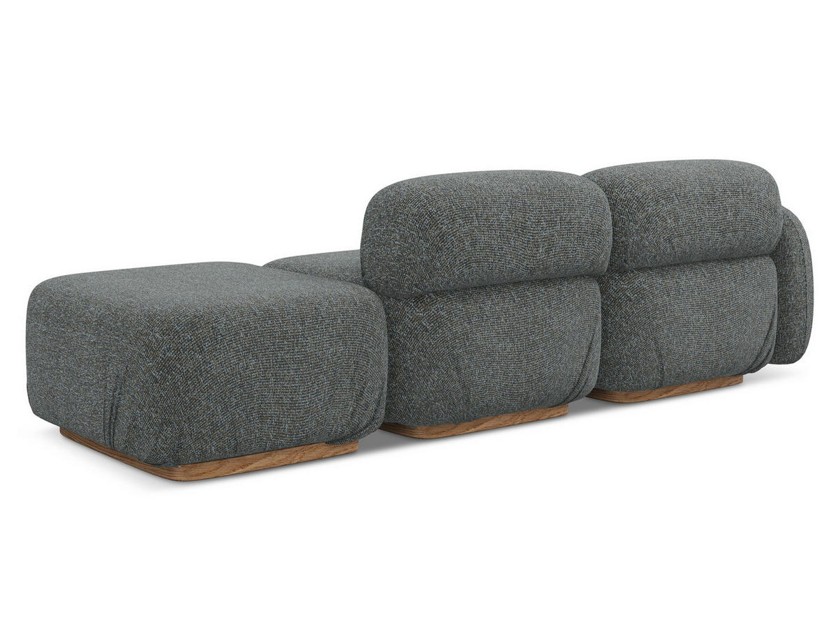 3-SITZER SOFA Rechts Strukturstoff Stoff Grau - Dunkelgrau/Braun, Holz/Textil (258/73/95cm) - Makamii