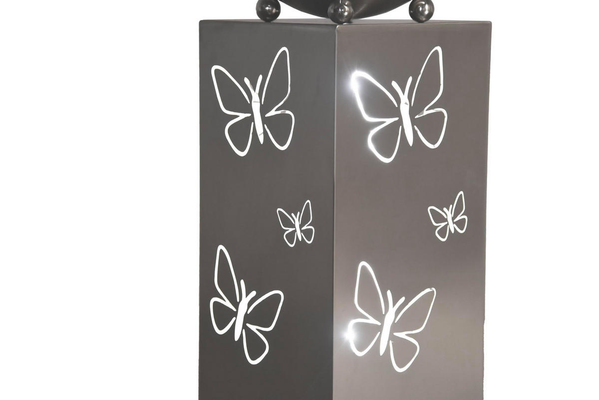 PFLANZSÄULE Berlin mit Topf Silber Edelstahl Pflanzkübel - Silberfarben, Metall (75.5cm) - DELUKE