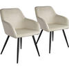 ESSZIMMERSTUHL 2er Set Marilyn 58 x 62 x 82 cm creme/schwarz - Creme/Schwarz, Textil (58/82/62cm) - tectake