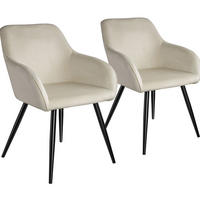 ESSZIMMERSTUHL 2er Set Marilyn 58 x 62 x 82 cm creme/schwarz - Creme/Schwarz, Textil (58/82/62cm) - tectake