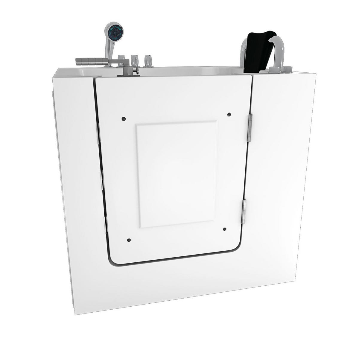 SITZWANNE Whirlpool mit Tür S02WP-TH-B-R - Weiß, Glas/Kunststoff (100/113/78cm) - AcquaVapore by Sandra Jentho