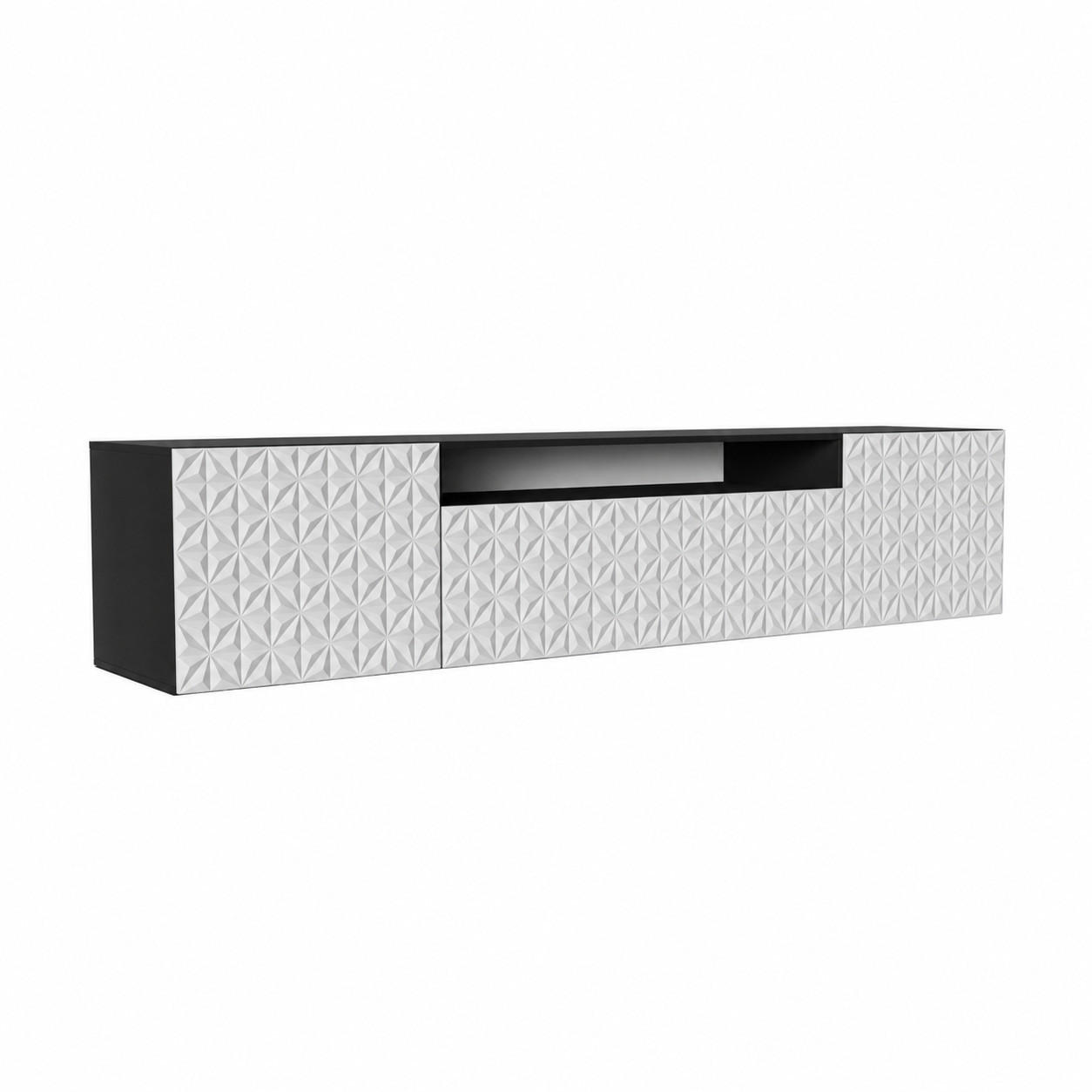 TV-SCHRANK Cali 200 cm, dreitürig, schwarz, weiß - Schwarz/Weiß, Kunststoff (200/40/41cm) - Margaret Hadas24