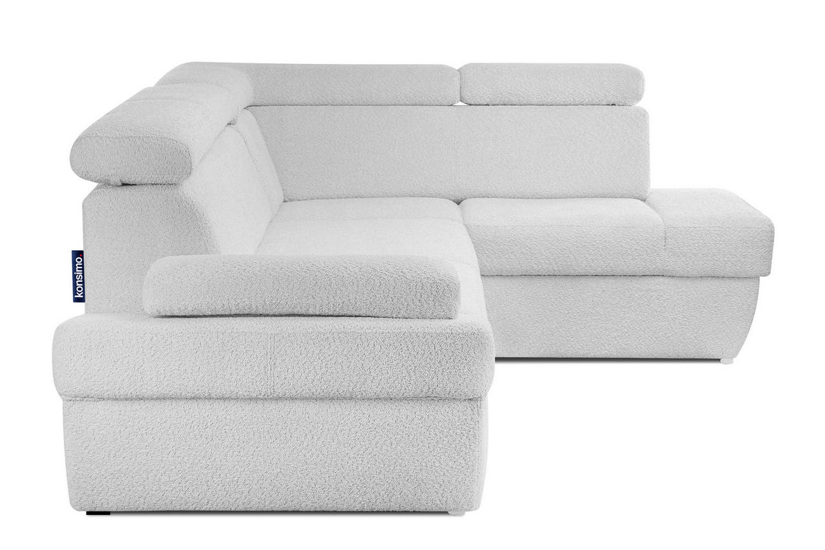 SCHLAFECKSOFA RATLO rechts 4/5-Sitzer mit Bettkasten, Grau - Silberfarben/Hellgrau, Textil (270/190cm) - KONSIMO®