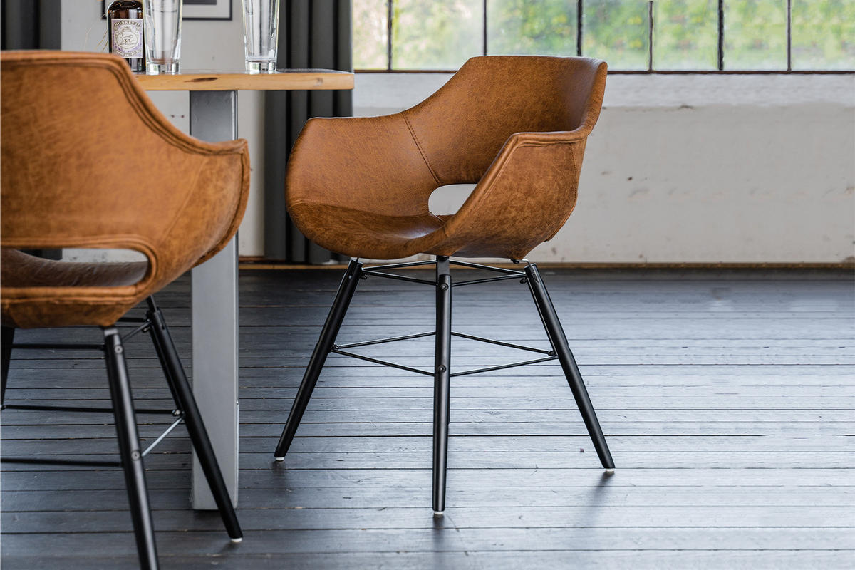 STUHL ZAJA Braun Microfaser - Dunkelbraun/Braun, Textil (57/80/59cm) - KAWOLA