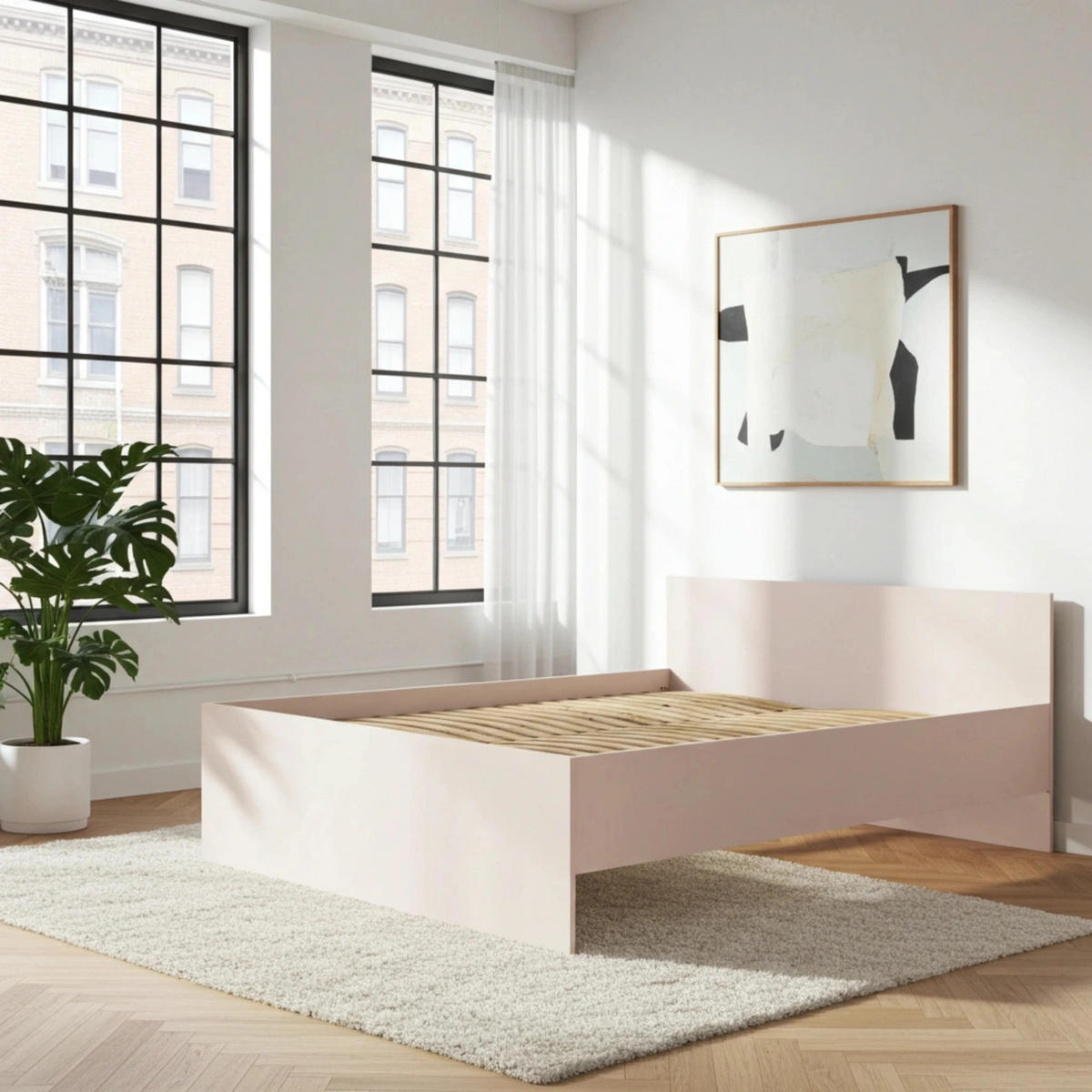BETT 160x200 cm Kaschmir - mit Lattenrost - Modena - Beige, Holz - Ravio