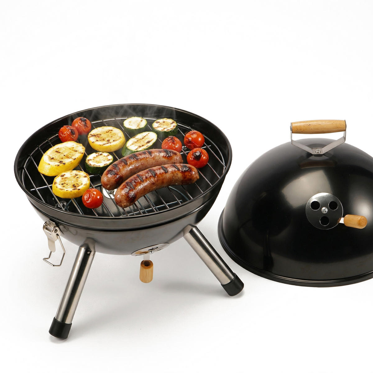 MINI Kugelgrill - Multicolor, Holz/Metall (28.5/41cm) - Relaxdays