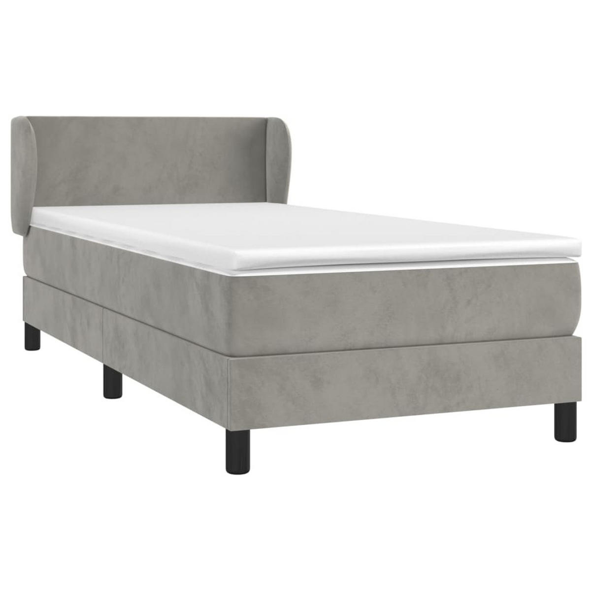 BOXBETT Mit Matratze Hellgrau 100/200 Cm Samt - Weiß, Textil (100/200cm) - vidaXL