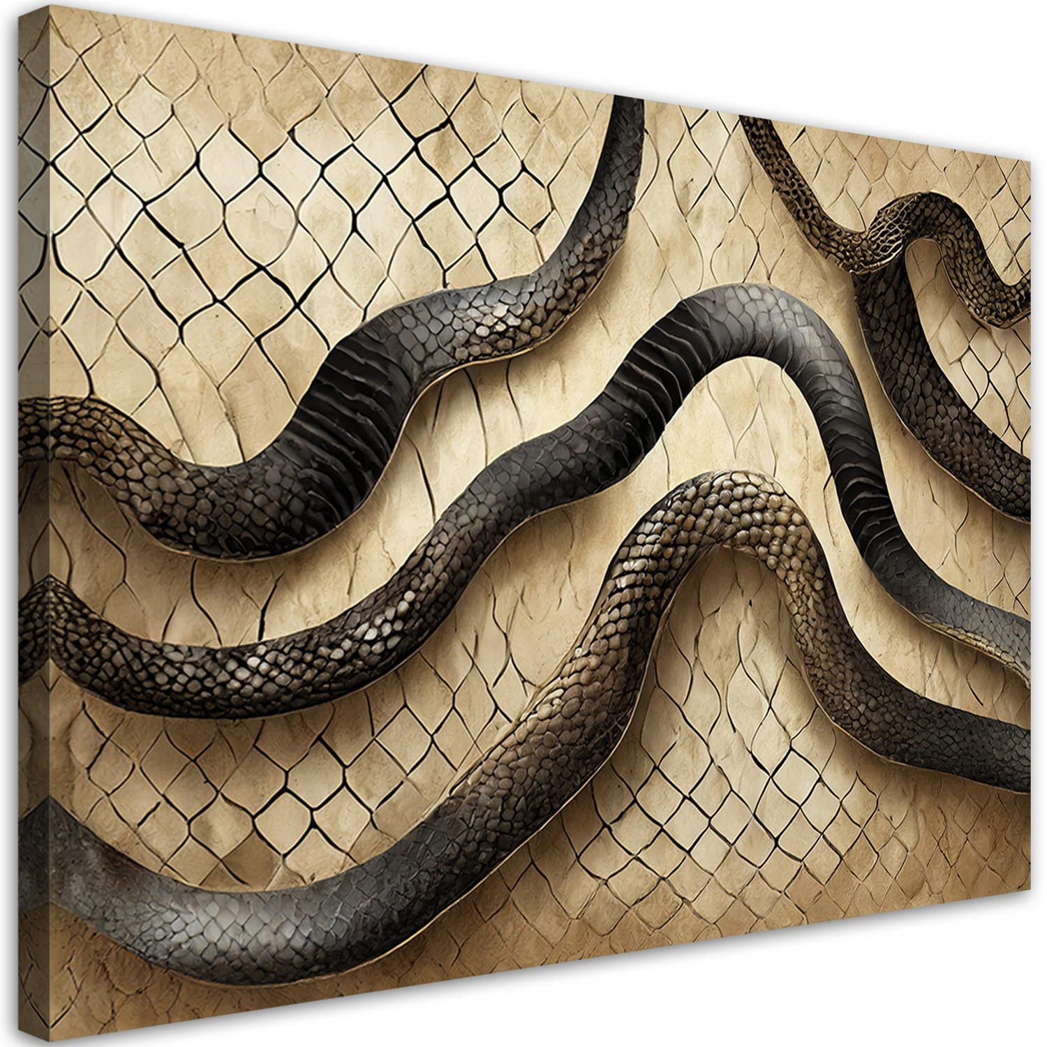 WANDBILD schlangenhaut textur glamour - Beige, Textil (60/40cm) - Feeby