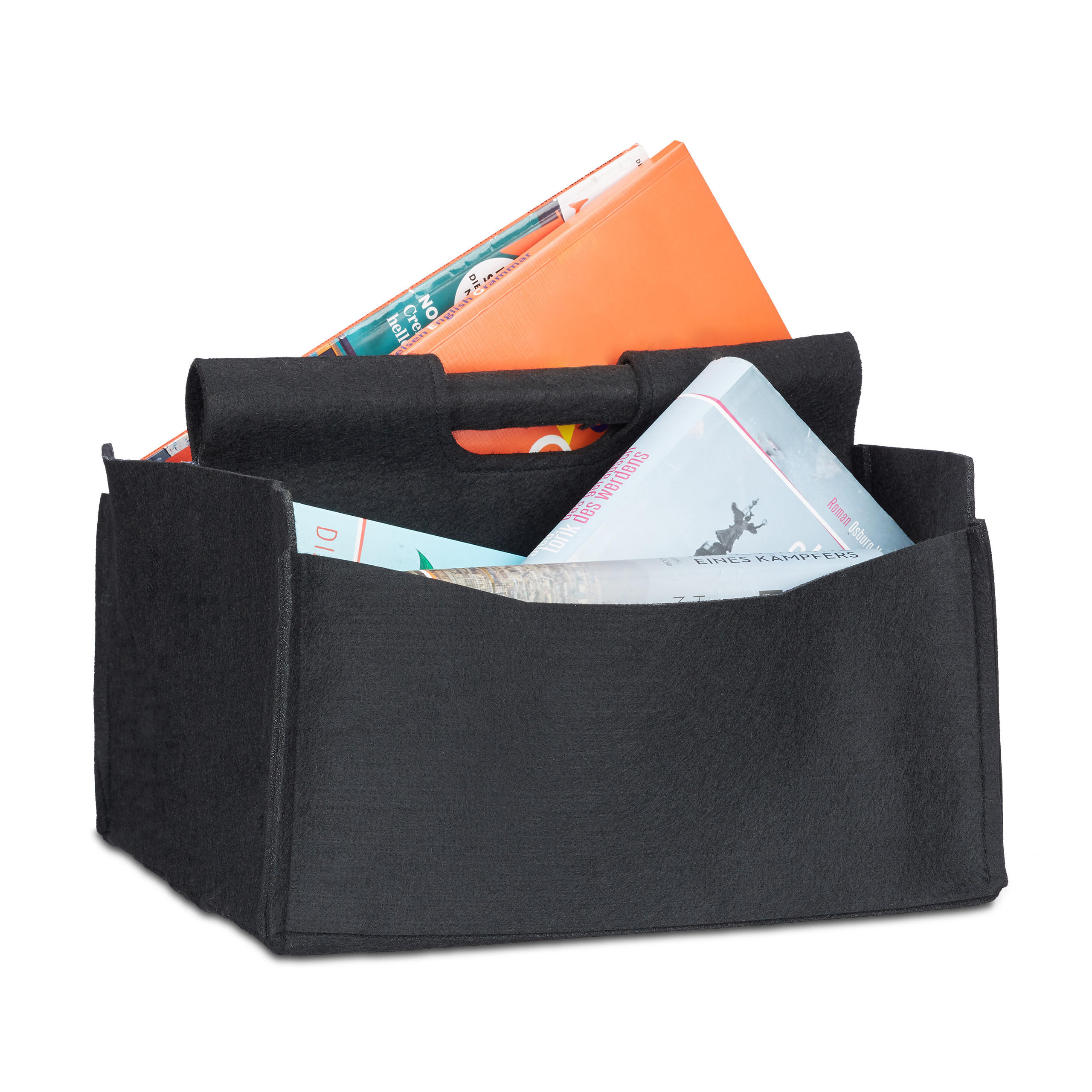 ZEITUNGSKORB - Schwarz, Textil (32/24/29cm) - Relaxdays
