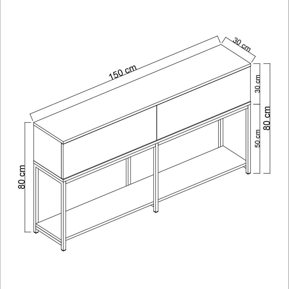 KONSOLE 2 Schwingtüren L150 cm - Lord - Silberfarben/Weiß, Holzwerkstoff (150/30/80cm) - Calicosy