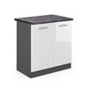 SPÜLENUNTERSCHRANK R-Line Weiß Hochglanz 80 cm, AP Anthrazit - Weiß Hochglanz/Anthrazit, Holzwerkstoff (80/81.6/60cm) - Vicco