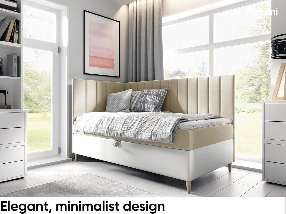 KINDERBETT MAYA 3 - Beige/Weiß, Holzwerkstoff (96/208cm) - Meblini