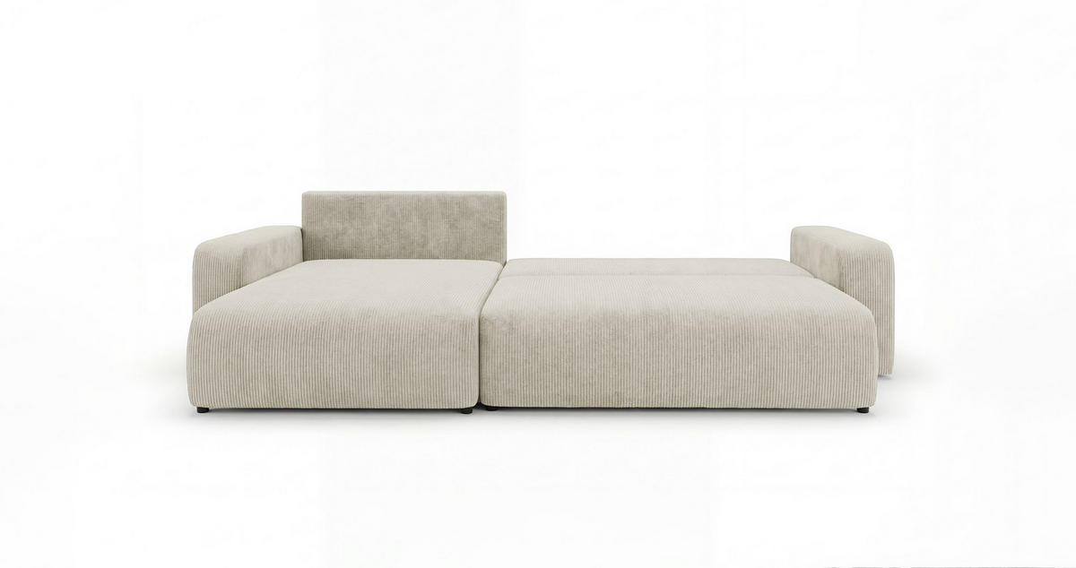 ROHOVÁ pohovka BERLIN levá bílá manšestr Poso 100 - funkce spaní, úložný prostor - bílá, textil (285/185cm) - Cornero