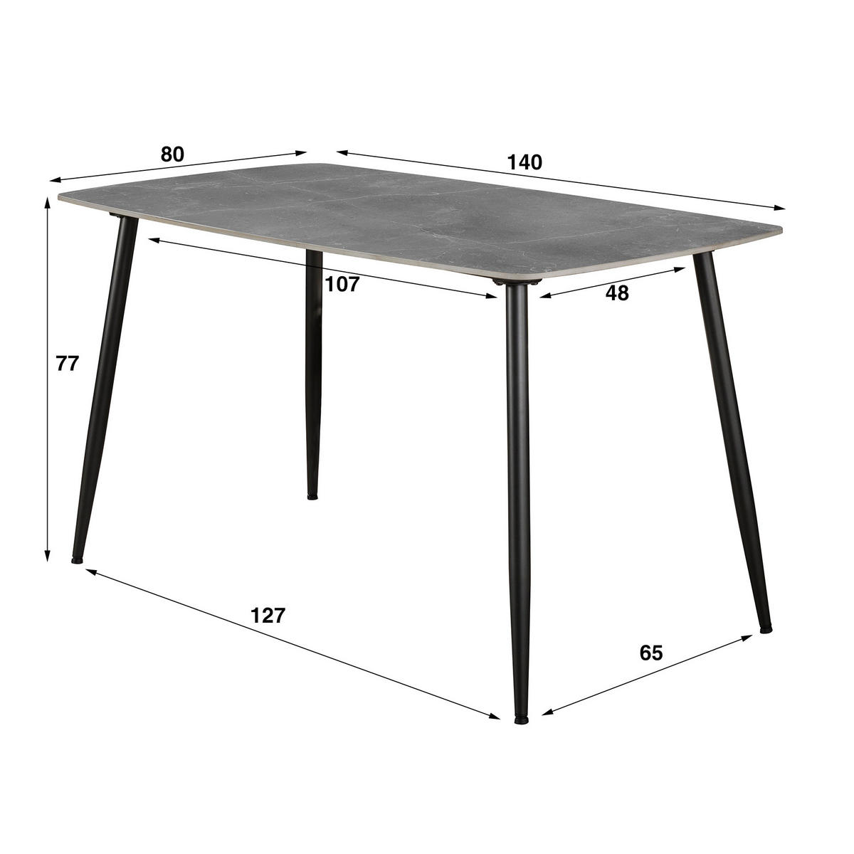 ESSTISCH Cera Grau 80/140/77 cm - Grau, Keramik (80/140/77cm) - Hoyz Collection