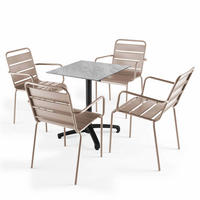 GARTENSET 5-tlg., Marmor und Taupe - Taupe, Metall - Oviala
