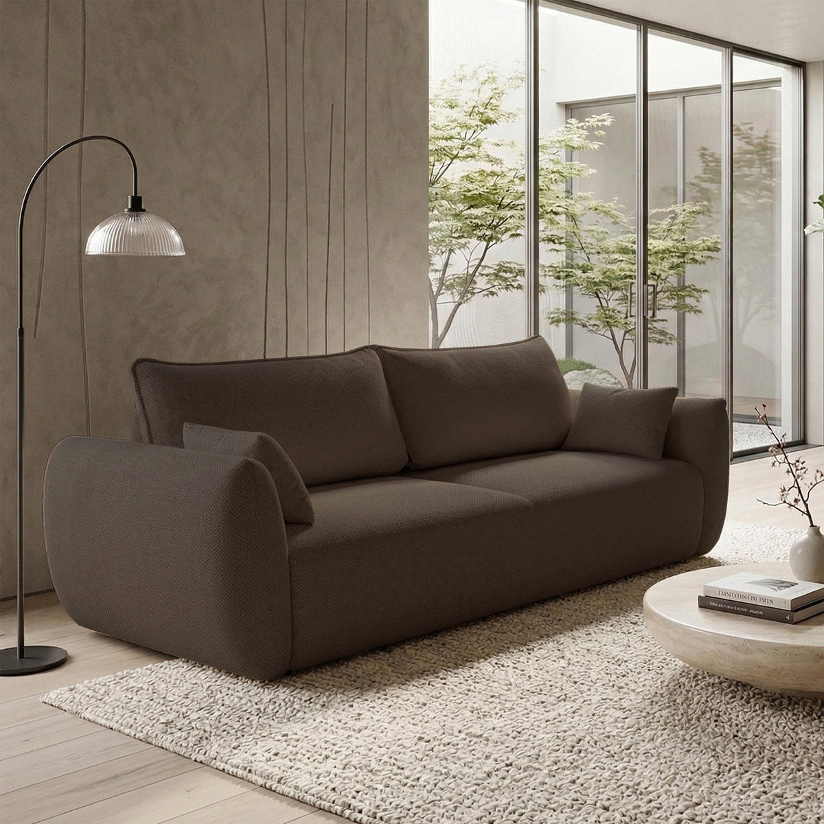 3-SITZER SCHLAFSOFA Zordo Chenille Braun - Schwarz/Braun, Kunststoff/Textil (238/91/102cm) - Selsey