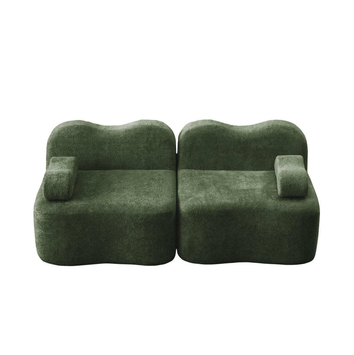 2-SITZER Sofa ohne Montage mit Wellenform und tiefer Sitzfläche, Grün - Grün, Textil (192/70/98cm) - Redom