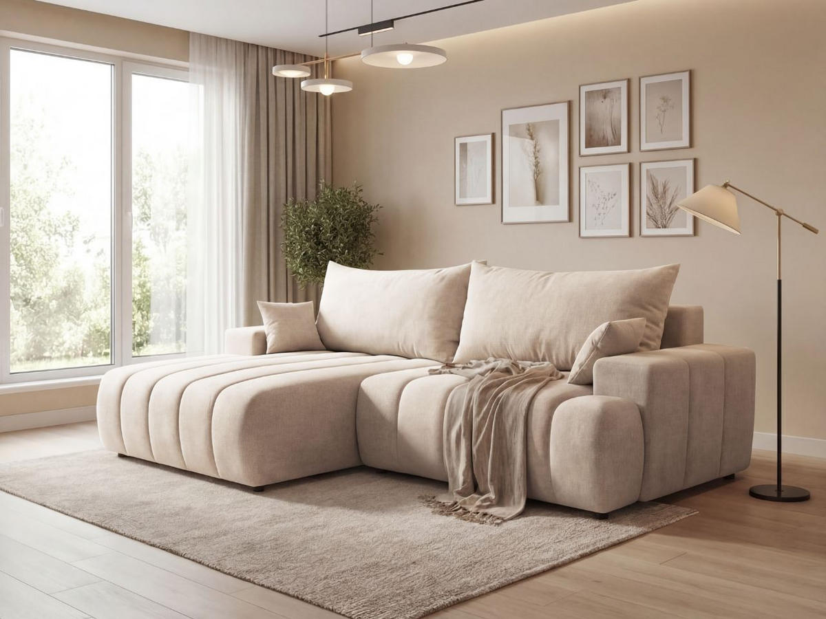 ECKSOFA Caleo Beige Links - Beige, Holz/Textil (270/170cm) - Graingold