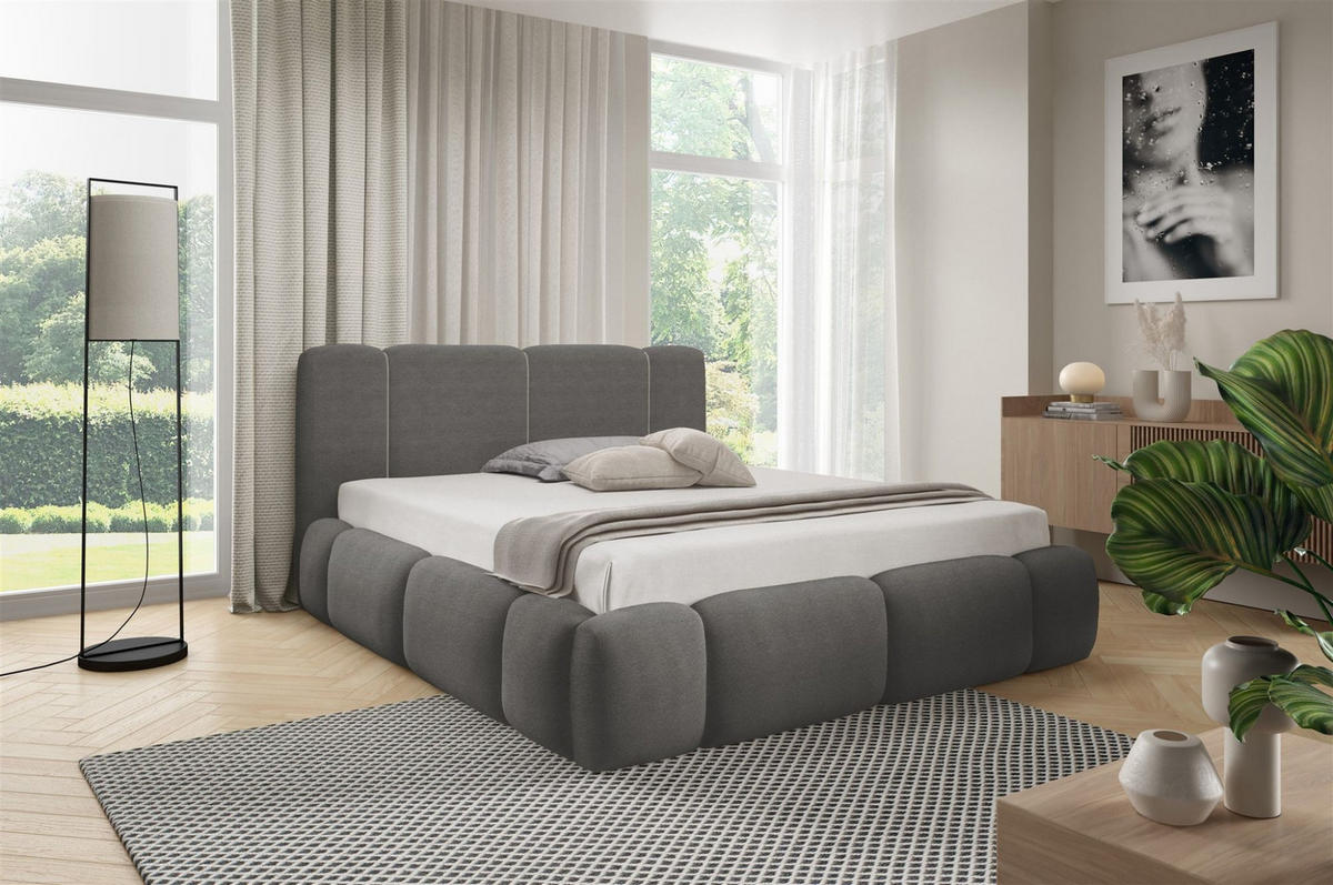 POLSTERBETT Springs Komplettset - Grau, Holzwerkstoff/Textil (160/200cm) - Fun Möbel