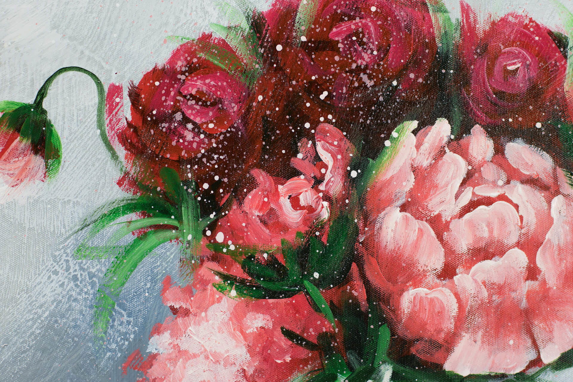 ACRYLBILD HANDGEMALT 60/60 cm - Rot/Grau, Holz/Textil (1.08/60cm) - KUNSTLOFT