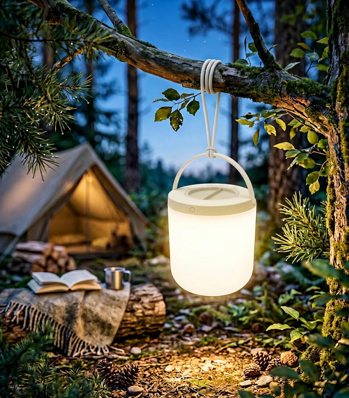 OUTDOOR-LED-LEUCHTE Dimmbar warmweiß batteriebetrieben mit Schlaufe IP44 3000K 80lm grau - Grau, Kunststoff (13/13/21cm) - Northpoint