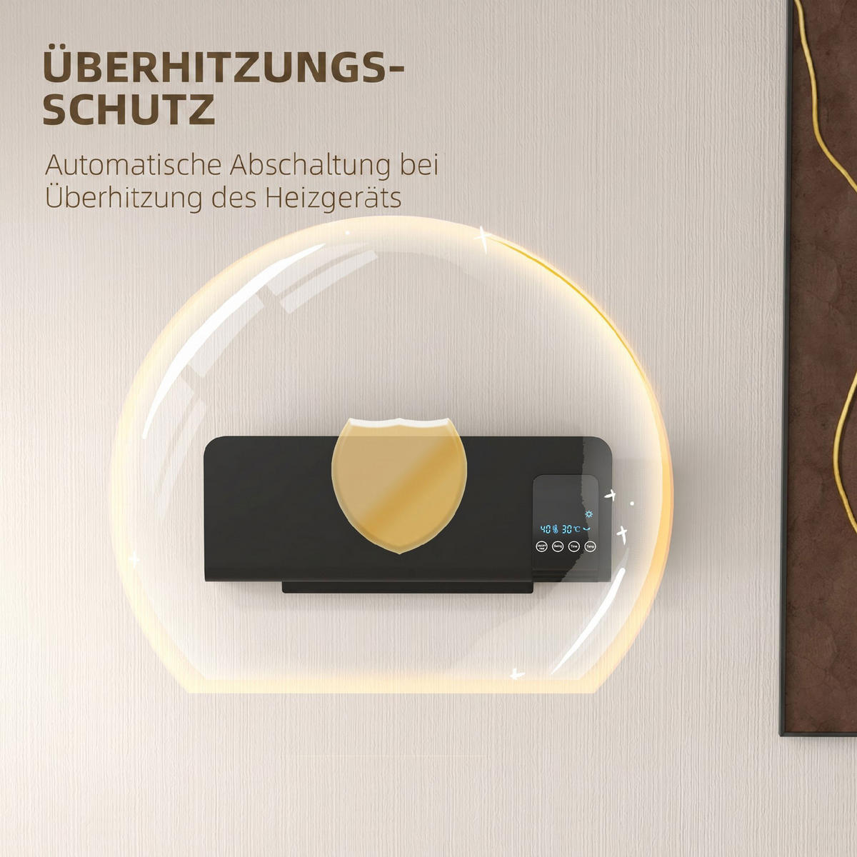 WANDHEIZGERÄT ABS Schwarz - Schwarz, Kunststoff (12/21.5/54.5cm) - HOMCOM