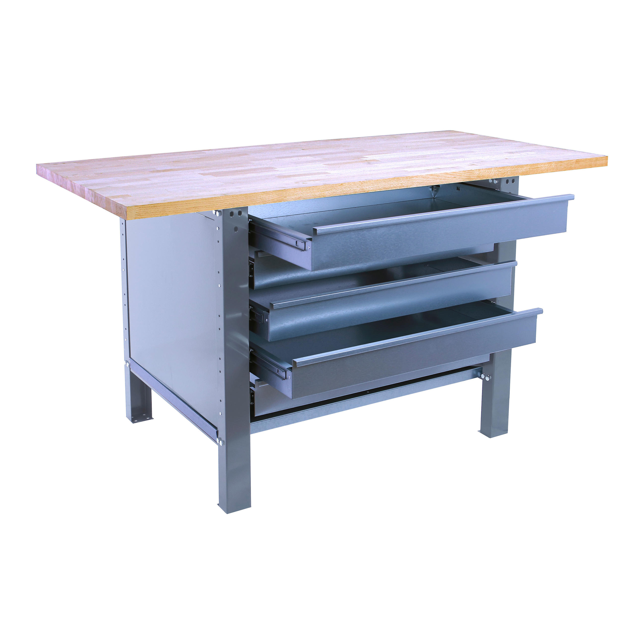 WERKBANK Buffalo Wood mit 5x Schublade HxBxT 86,5 x 150 x 75 cm Traglast 1000 kg Grau - Grau, Metall (150/86.5/75cm) - PROREGAL