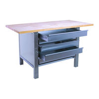 WERKBANK Buffalo Wood mit 5x Schublade HxBxT 86,5 x 150 x 75 cm Traglast 1000 kg Grau - Grau, Metall (150/86.5/75cm) - PROREGAL
