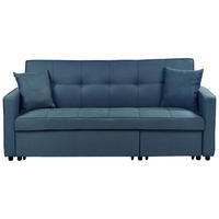 3-SITZER-SCHLAFSOFA marineblau Glomma - Blau/Schwarz, Textil (204/93/88cm) - Beliani